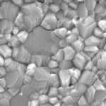 Scanning electron microscopy image of hybrid halide perovskite layer
